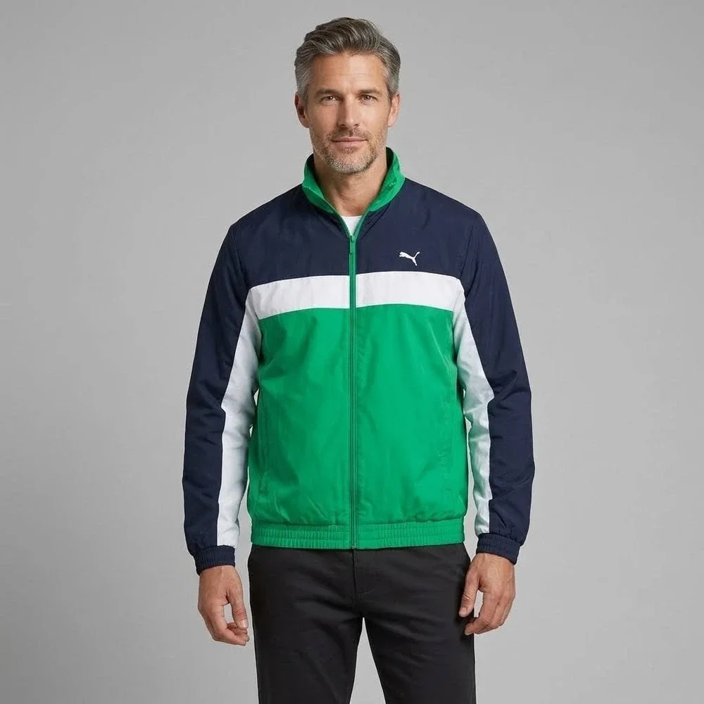 Discontinued Vintage Puma Heroes Nylon Glanz Track Jacket XL Navy Green White